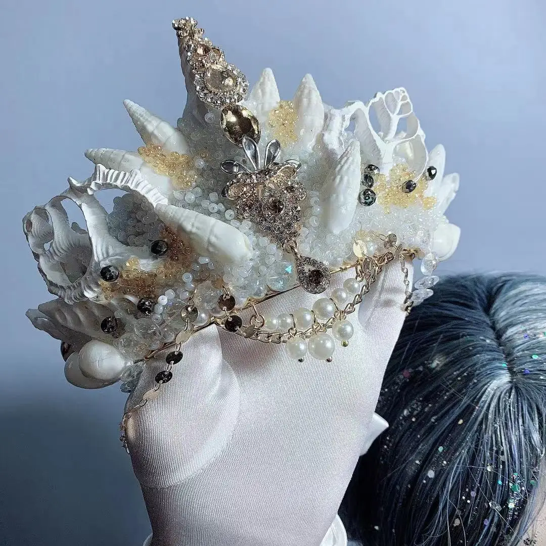Головной убор Русалка ореол жемчужная оболочка Корона гребешок раковина