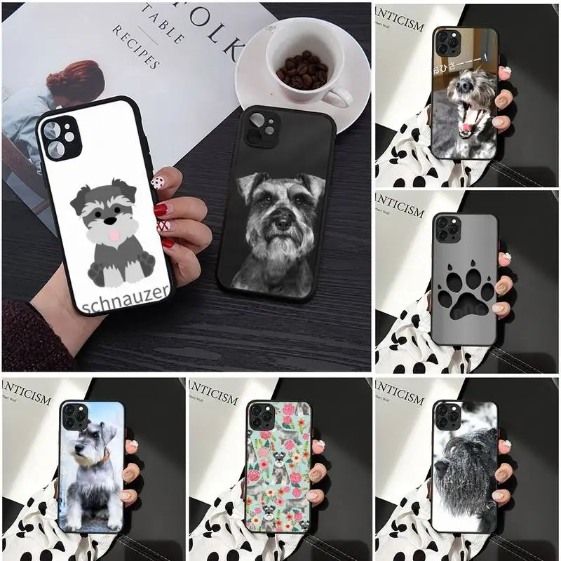 

Lovely Dogs Schnauzer Phone Case Matte Transparent for iPhone 7 8 11 12 s mini pro X XS XR MAX Plus cover funda