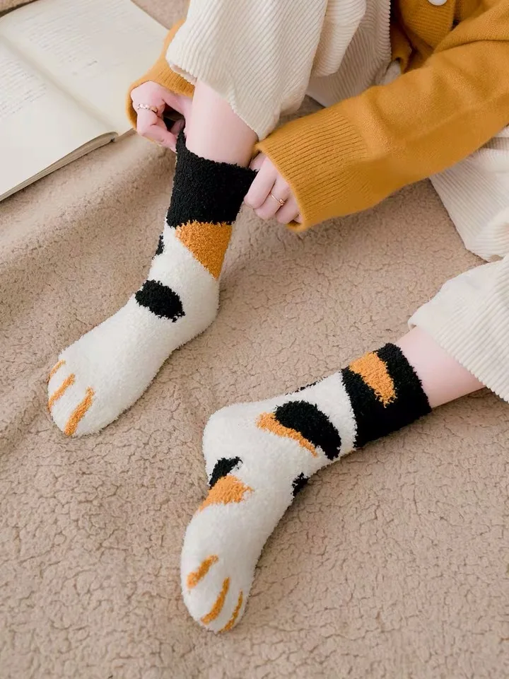 1 пара плюшевые носки из кораллового флиса | Женская одежда