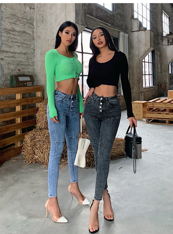 

High Quality Skinny Elastic Women Jeans High Waist Pencil Jeans Long
