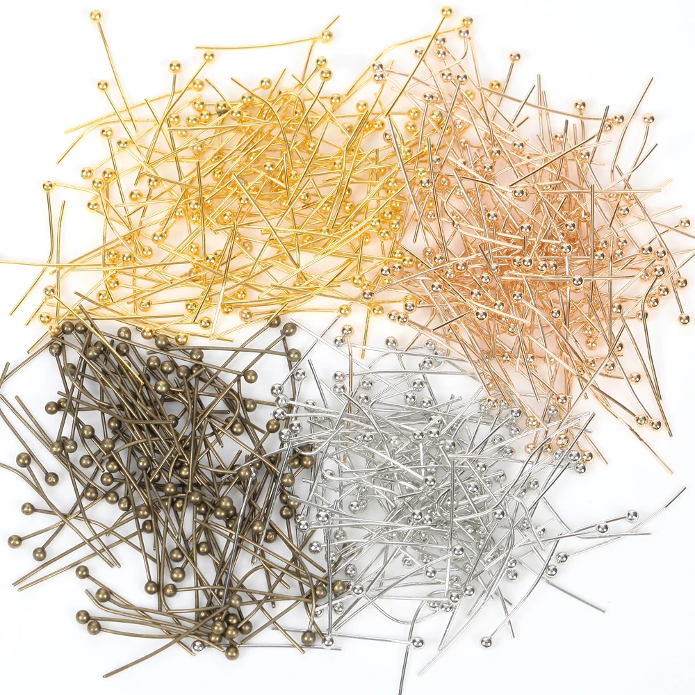 200pcs Metal Gold White Head Ball Pins Needles Stitch Straight Push Sewing For Jewelry Findings Making Headpin Accessory | Украшения и