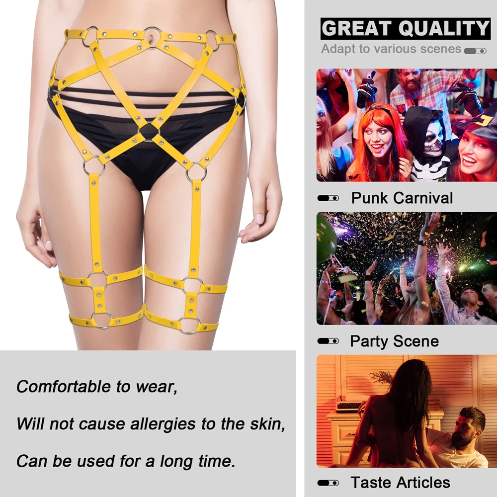 

Leather Rave Wear Cosplay Punk Dance Harness Fashion Adjust Cage Goth Chest Top Bra Sexy Lingerie Gothic Body Bondage Metal Girl