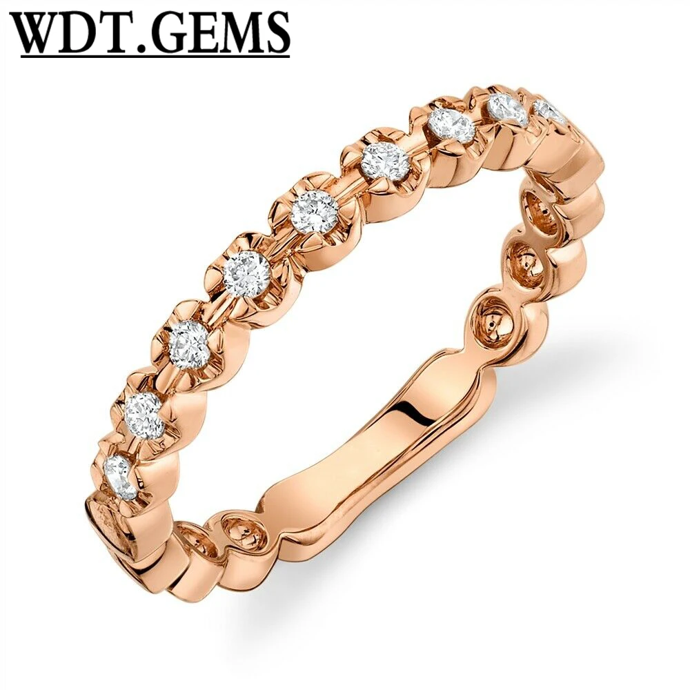 

Stackable Diamond Ring 10K White Gold Womens Round Cut Band Natural 0.17ct