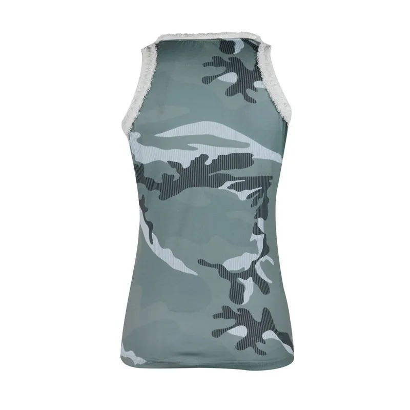 Майка женская облегающая камуфляжная без рукавов с круглым вырезом|Майки| |