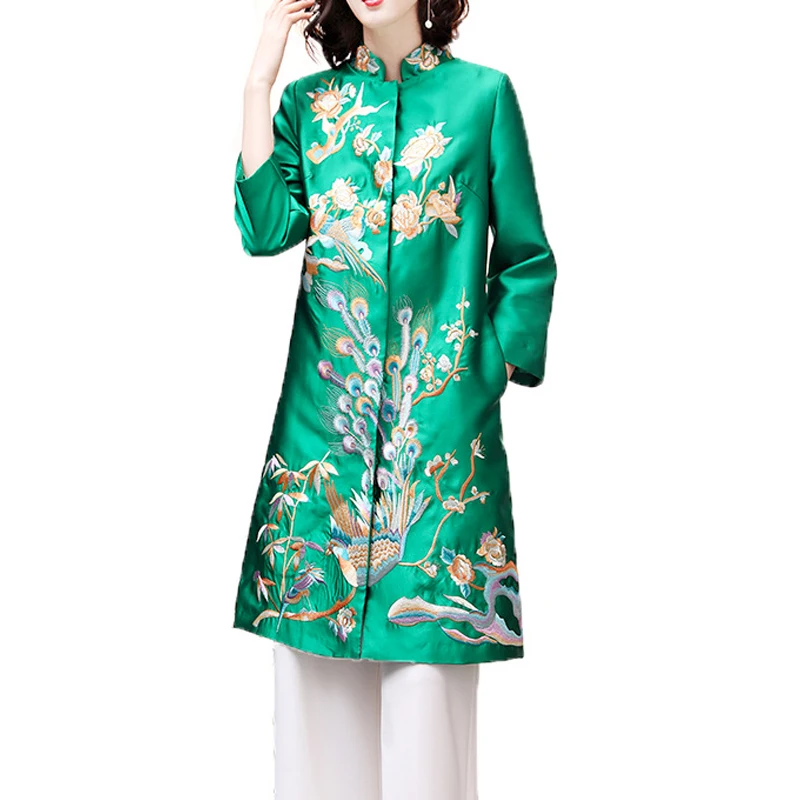 Китайский стиль Топ ветровка с вышивкой для женщин cheongsam Топ традиционная китайская одежда женская винтажная одежда Топ
