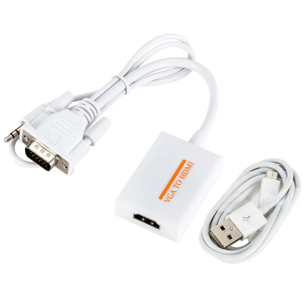 VGA к совместимому с HDMI конвертер Кабель-адаптер аудио Выход 1080P сплиттер для