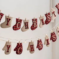 1 string merry christmas banners wool felt hanging flags for diy home shop room window background wall decoration