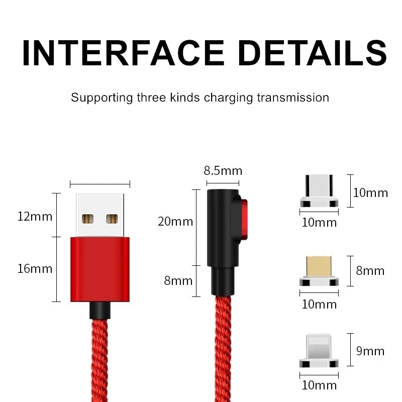 Магнитный кабель USB C Micro usb type для быстрой зарядки 90 градусов l линия зарядное