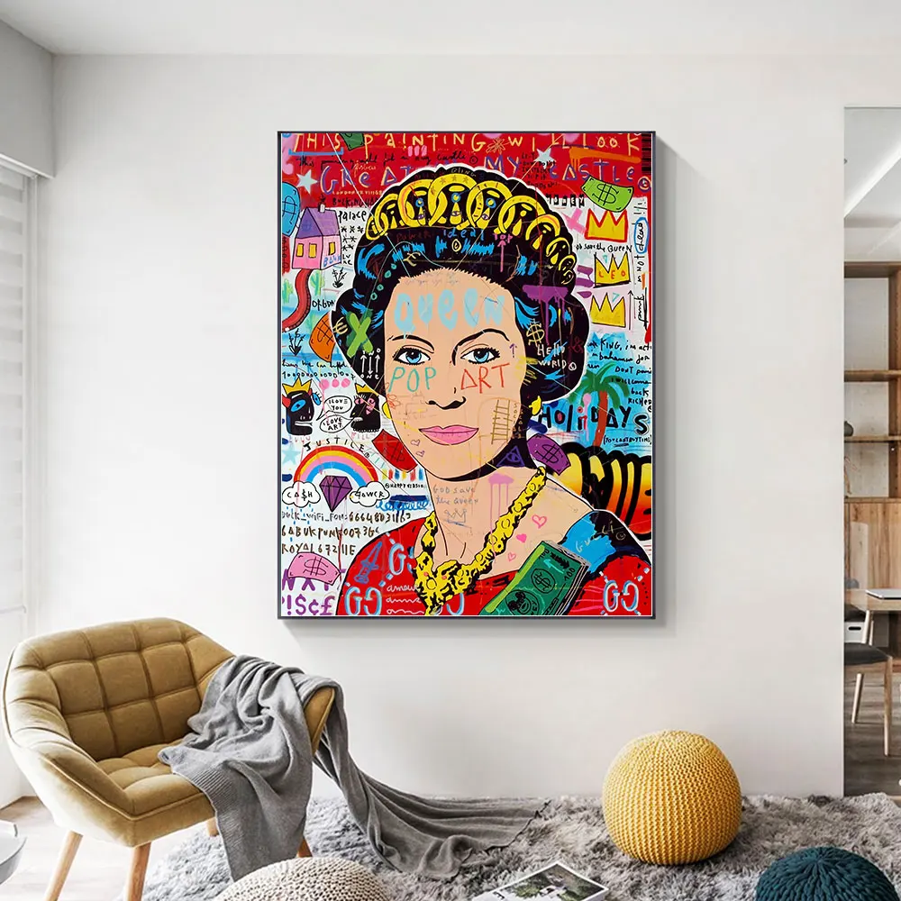 Граффити с принтом &quotпоп арт&quot боксеры портрет королевы плакат картина принт на