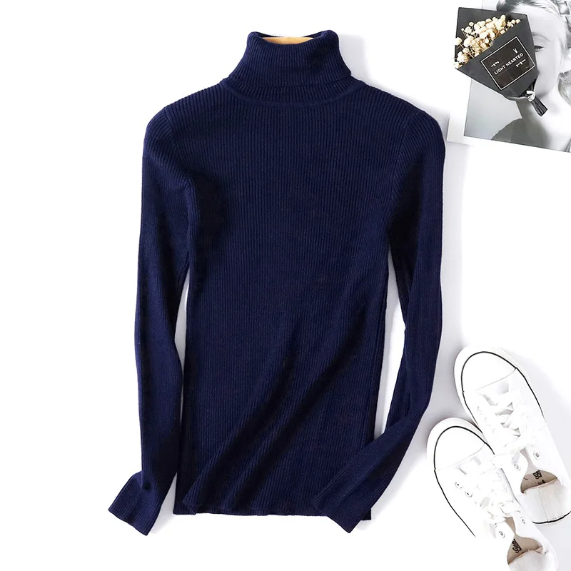 

2020 Autumn Winter Knitted Pullovers Women Sweater Elasticity Casual Jumper Fashion Slim Turtleneck Warm Female Sweaters X981