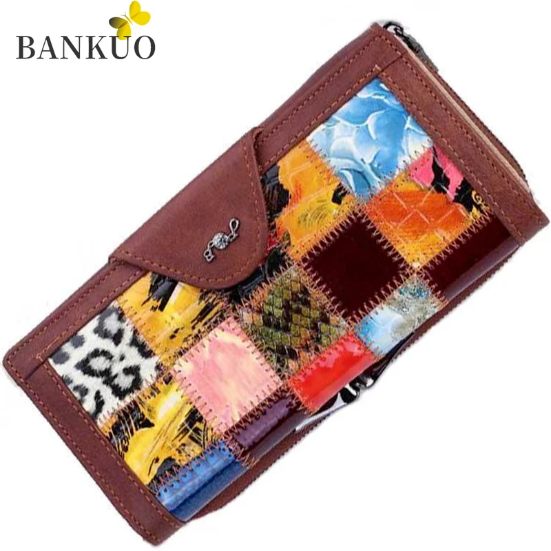 

2021 New 100% Genuine Leather Wallet Women Purse Vintage Sewing Thread Hasp Long Wallet Purses and Handbags Luxury Designer X323