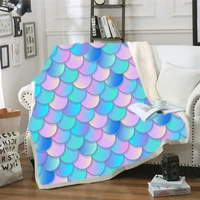 winter fashion fish scales sherpa blanket two layer thicken fleece blanket fluffy throw blanket bedspreads for bed decorative
