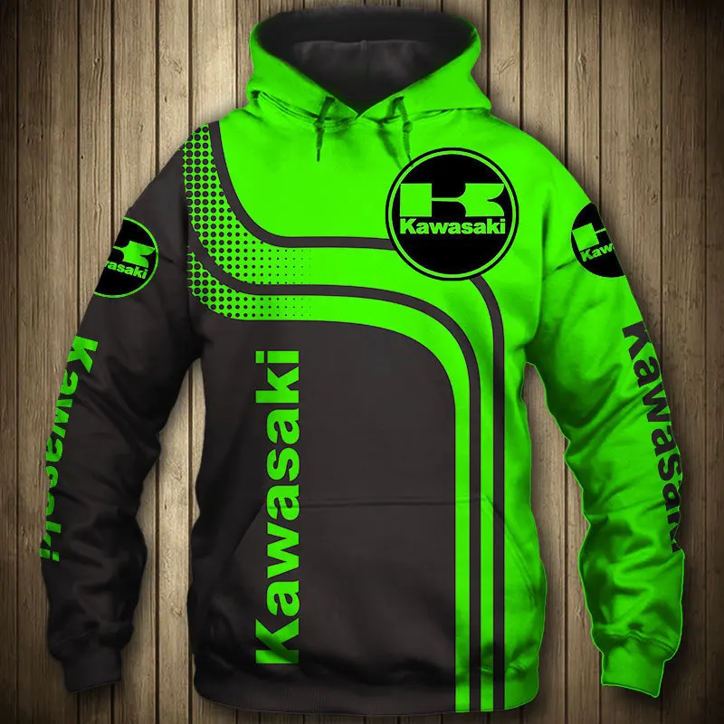 

New Men High Quality Hoodie Kawasaki Motorcycle Logo 3D Digital Printing Fashion Casual Harajuku Sweatshirt Jacket Men