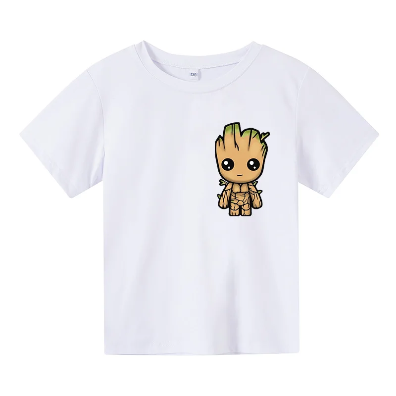 

New Summer Groot T shirt 3D Print Fashion Children Clothing Boys Girls Cratton Pure Color Children's Short Sleeve White T-Shirt