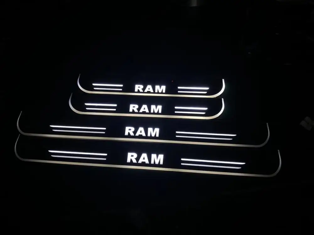 

RQXR led door scuff for Dodge ram dynamic door sill plate flat lining overlay flowing/still light