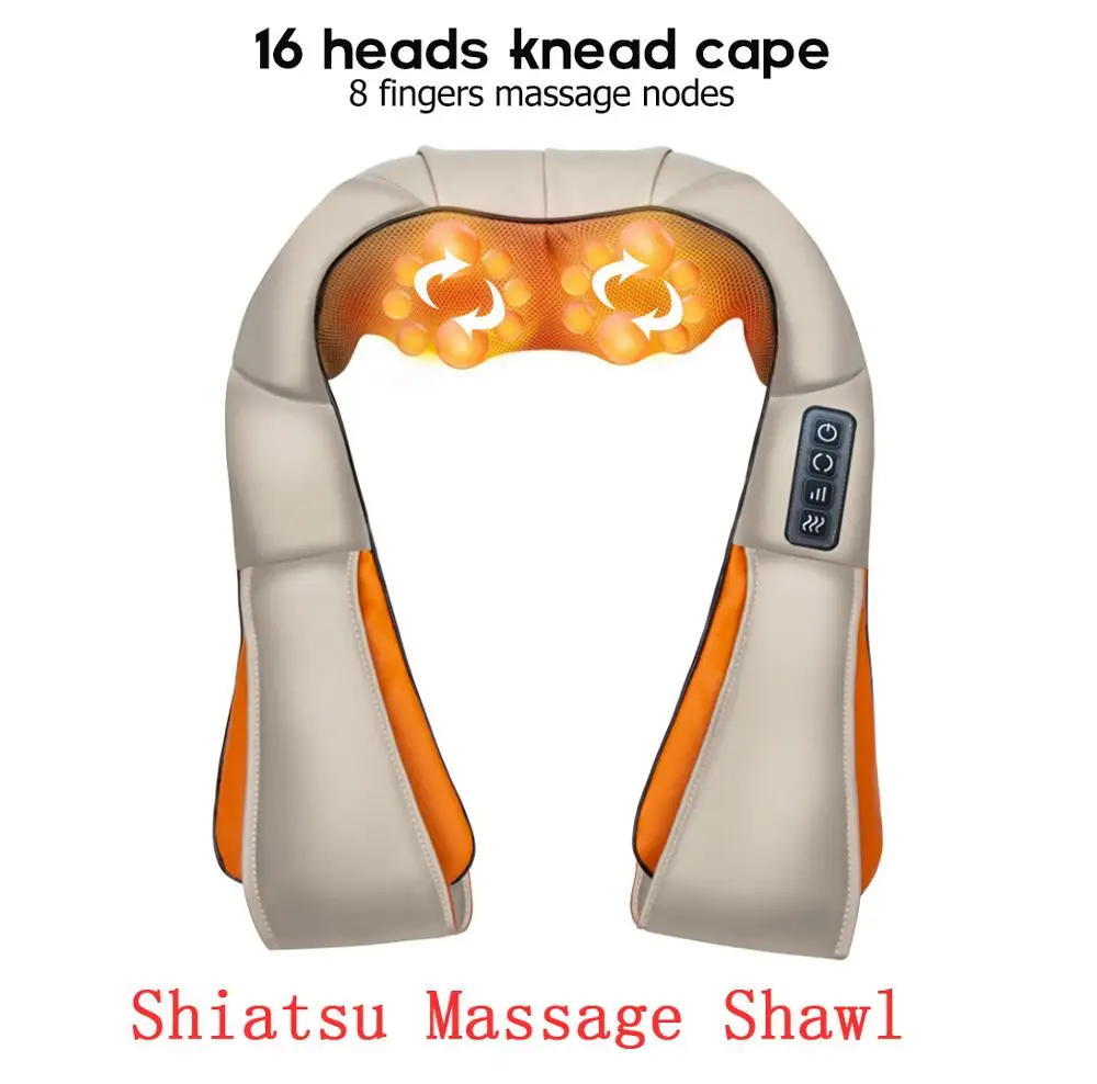 Shiatsu Massager U-образный Электрический Массажер шиацу с подогревом, для спины, шеи, плеч, тела, инфракрасный разминающий автомобиль, Домашний Массажер, шаль - Цвет: Shiatsu Massager
