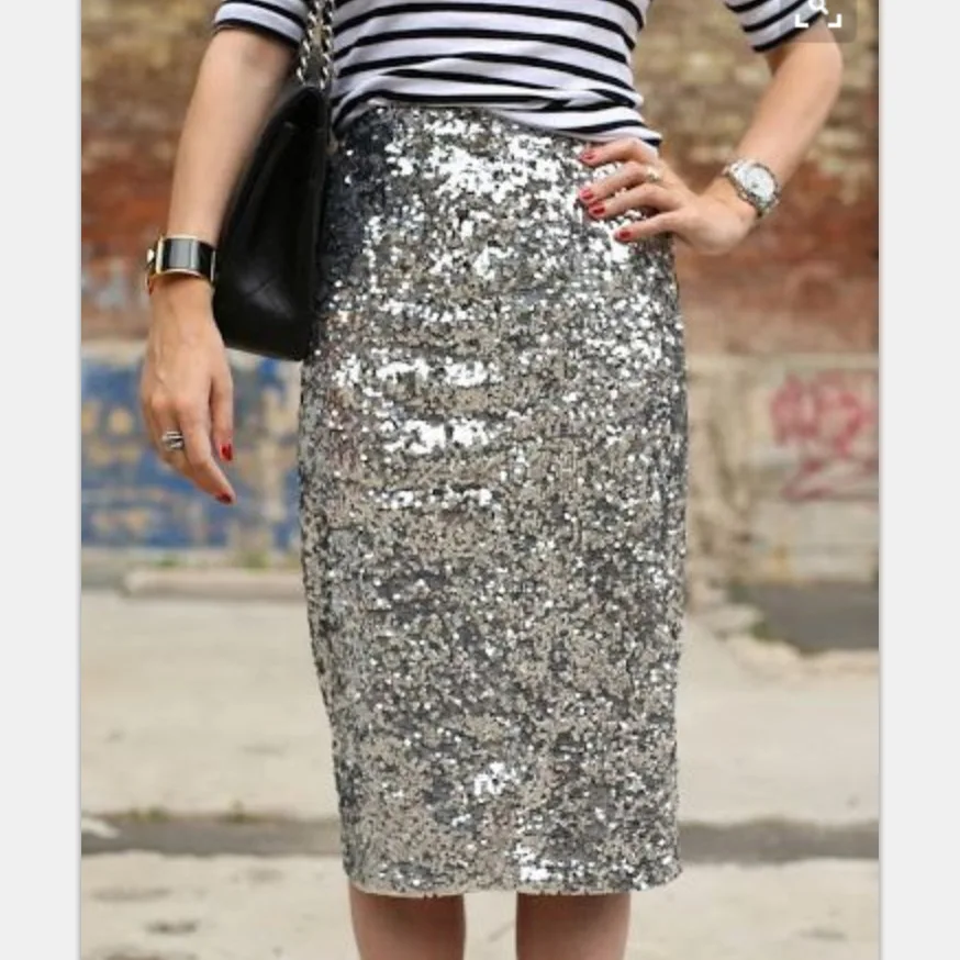 

Sexy Club Party Wear High Waist Sparkling Glitter Glitter Tight Skirt Female Office Lady Pencil Sequin Skirt