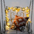 Светодиодная гирлянда, волшесветильник рлянда, ротанговая цветочная роза, свадебное украшение, лампа, рождественское садовое освещение, светящаяся гирлянда на батарейках