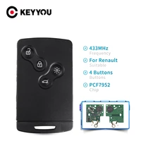 keyyou for renault megane scenic laguna koleos clio pcf7952 chip 433mhz 4 buttons smart key replacement remote car key