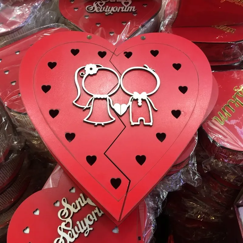 Деревянная коробка сердце день Святого Валентина 1'li|Шармы| |