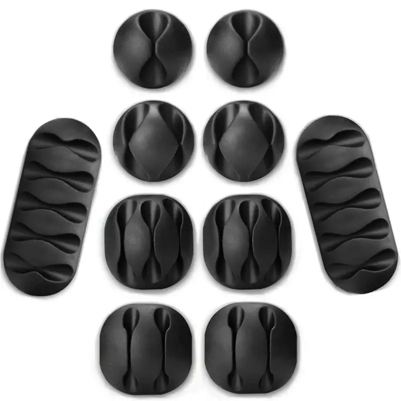 Горячий Кабельный органайзер 10 упаковок системы управления шнуром черные