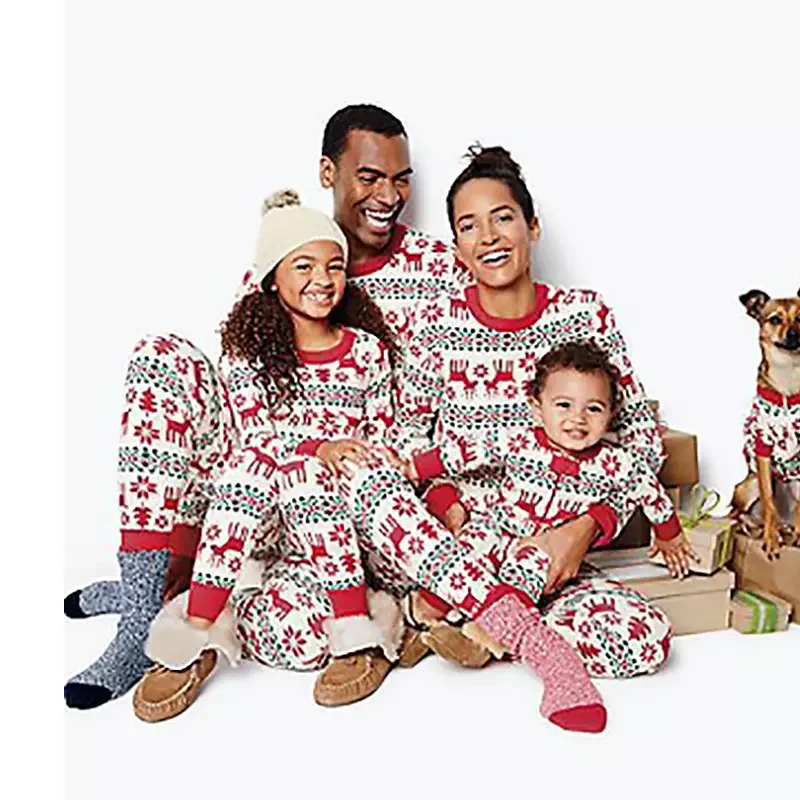 

Family Christmas Pajamas Baby Kid Dad Mom Matching Clothes Deer Print Adult Kids Baby Jumpsuit Party Matching Pyjamas Set