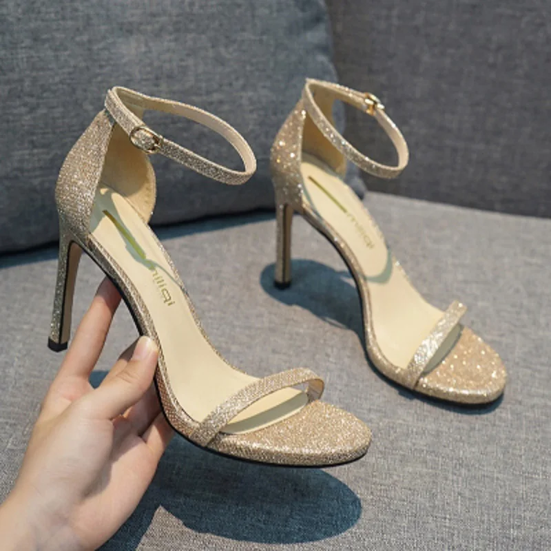 Сандалии на высоком каблуке 10 см модные кожаные босоножки в европейском и