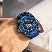 NAVIFORCE Мужские Бизнес часы водонепроницаемые из нержавеющей