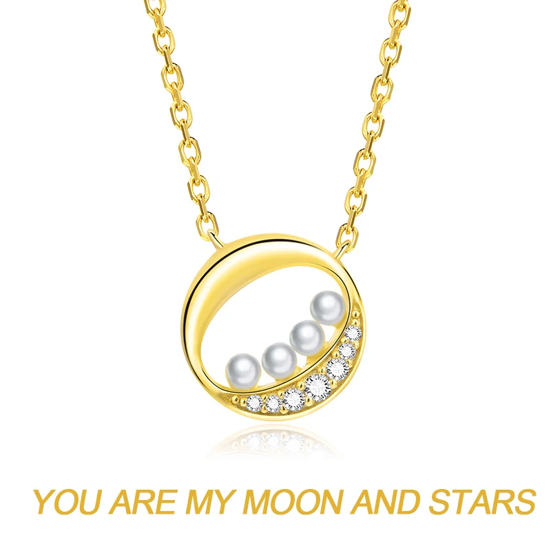 SA SILVERAGE Freshwater Pearl Necklaces Silver Zircon Necklace Female Desert Moonlit S925 Sterling Women's Chain | Украшения и