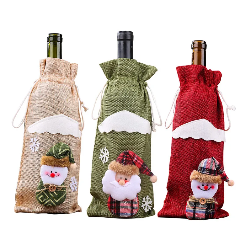 Рождественский чехол для винной бутылки снеговик Санта Клаус лось Новогодний
