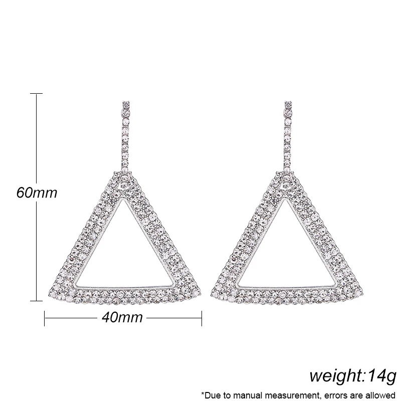 

Rhinestone Geometric Drop Earrings For Women Triangle Gold Sliver Long Dangle Earring Female Wedding Jewelry Accessories 2019