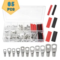 85pcs tinned copper ring lug terminal connector with solder seal terminal ring kit cable heat shrink tubing electrical equipment