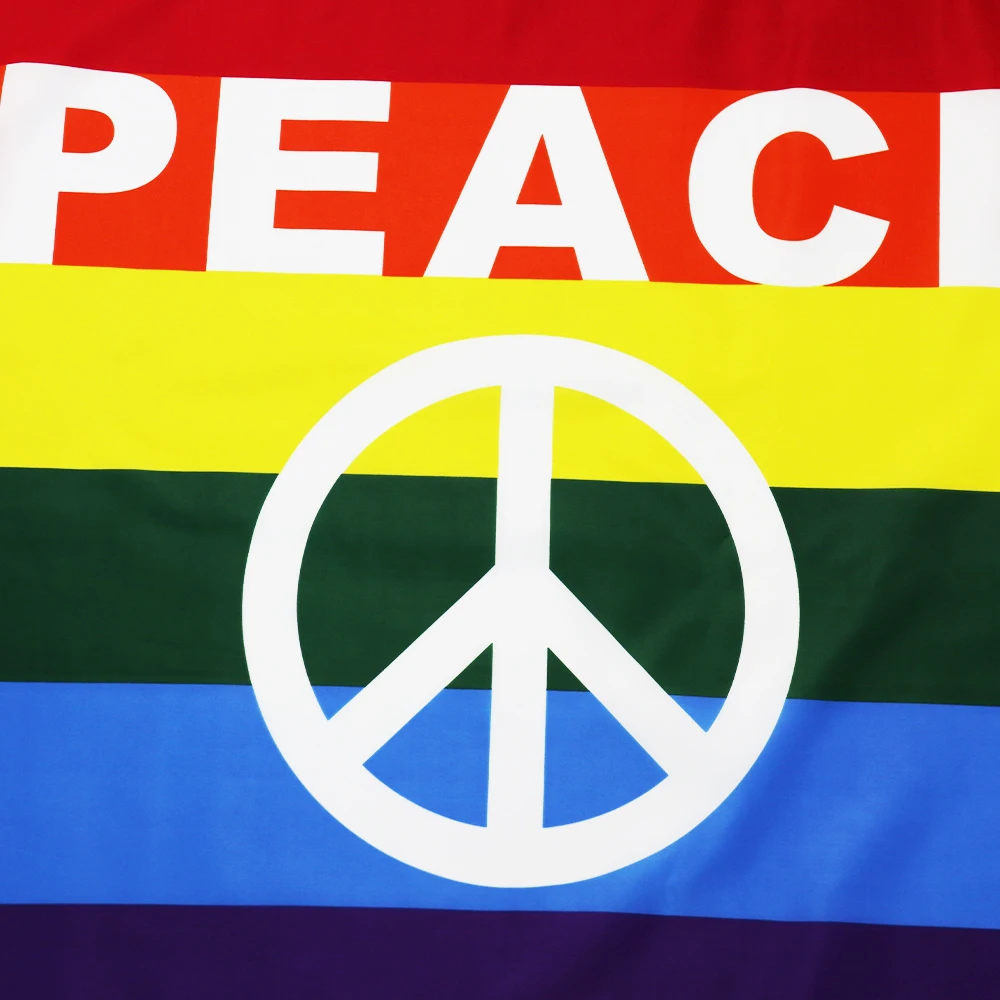 Радужный Флаг с символами мира 3x5 футов |