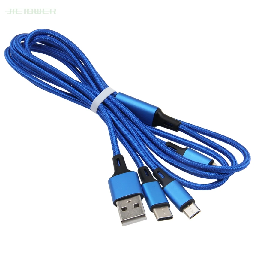 300 шт./лот 3в1 USB кабель для IPhone быстрой зарядки Micro Type C мобильный телефон кабели