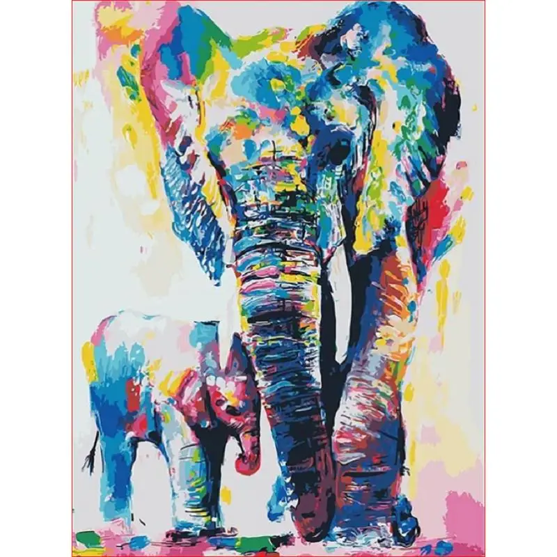 

JustPaint Elephant Painting By Numbers Sets DIY Home Decor картина по номерам Non-toxic Oil Pictures Paint On Canvas