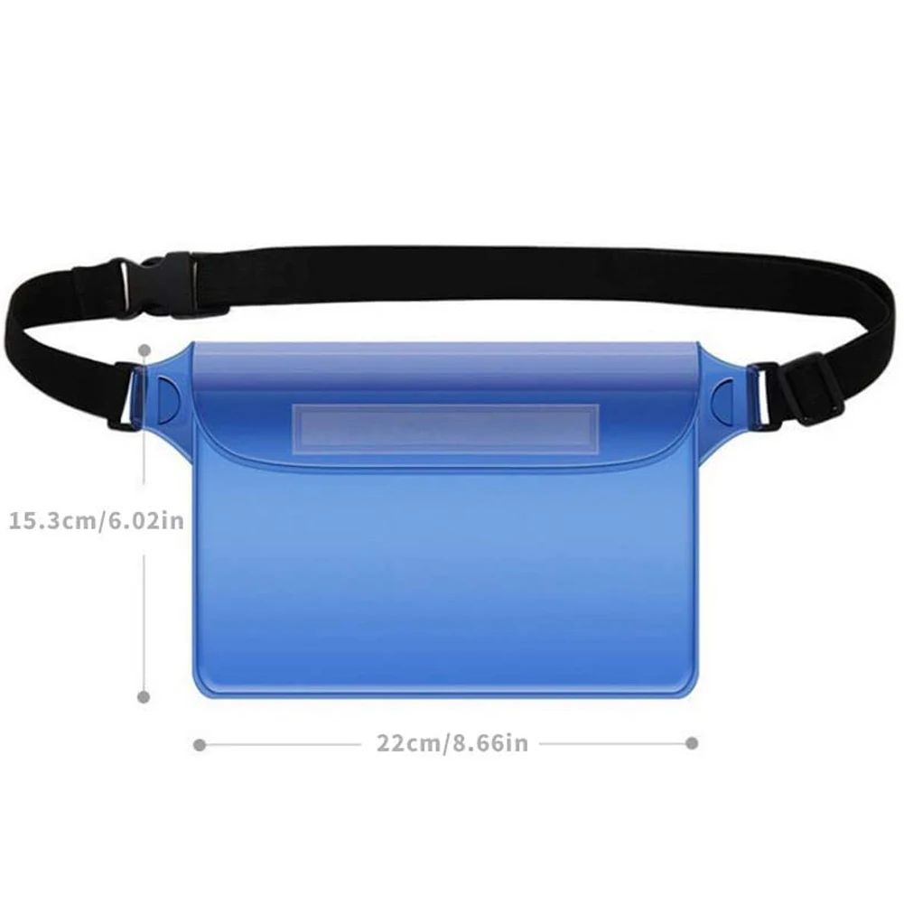 

2PCS Portable Outdoor Beach Waist Bag Waterproof PVC Running Touchable Transparent Dry Bags Screen Mobile Phone Swimming Pouch