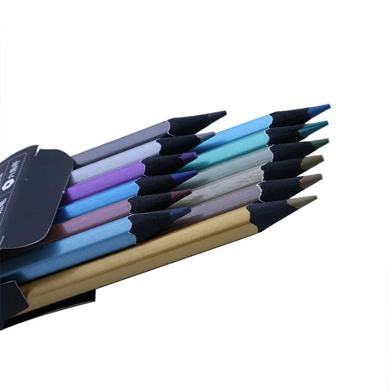

12/6 Colors Metallic Colorful Pencil Non-toxic for Drawing Sketching Set Creative Stationery Supplies Colored Pencils
