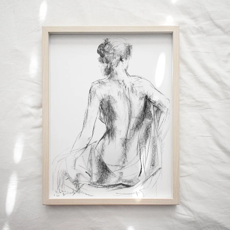 

Nordic Bathroom Nude Sketch Woman Naked Man Body Wall Canvas Paintings Drawing Posters and Prints Decoration