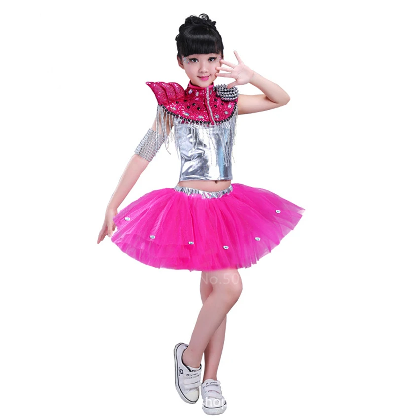 Костюм детский для джазовых танцев классическая одежда с блестками выступлений