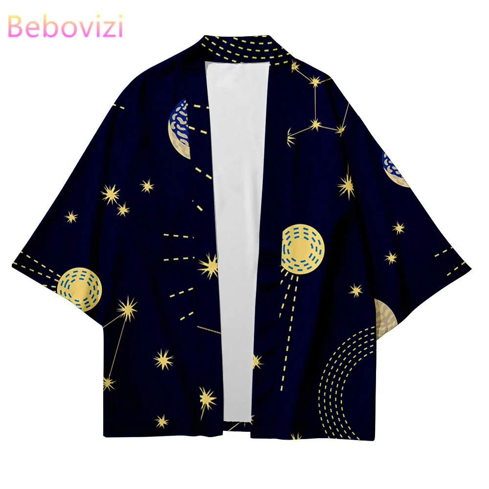 

Plus Size XXS-6XL 5XL Geometric Starry Sky Loose Japanese Cardigan Women and Men Harajuku Haori Kimono Cosplay Top Yukata Robe