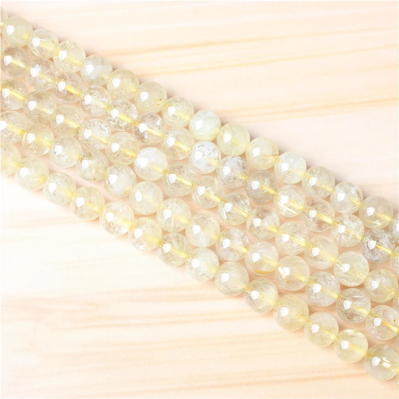 

Blond Hair 4/6/8/10/12mm Natural Gem Stone Polished Smooth Round Beads For Jewelry Making DIY Bracelets