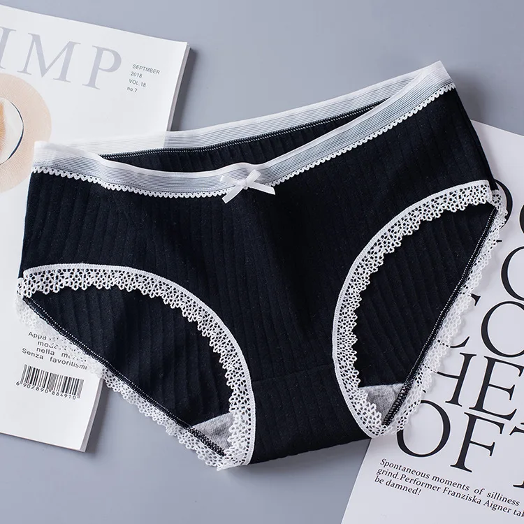 

10PCS Underwear women's cotton crotch antibacterial student Korean version seamless Japanese mid-waist girl sexy lace large size