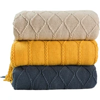 inya knitted blanket solid color waffle embossed blanket nordic decorative blankets for sofa bed throw chunky knit throw plaids
