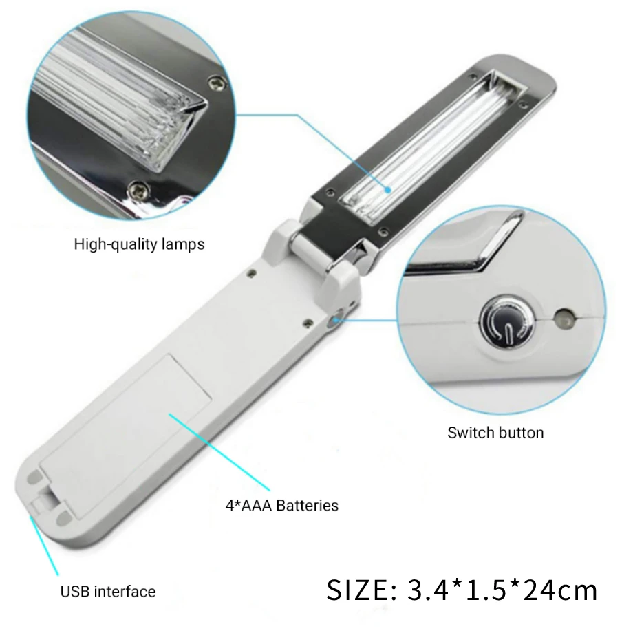 Портативный УФ-стерилизатор для лампы UVC 2 Вт дезинфекция складной