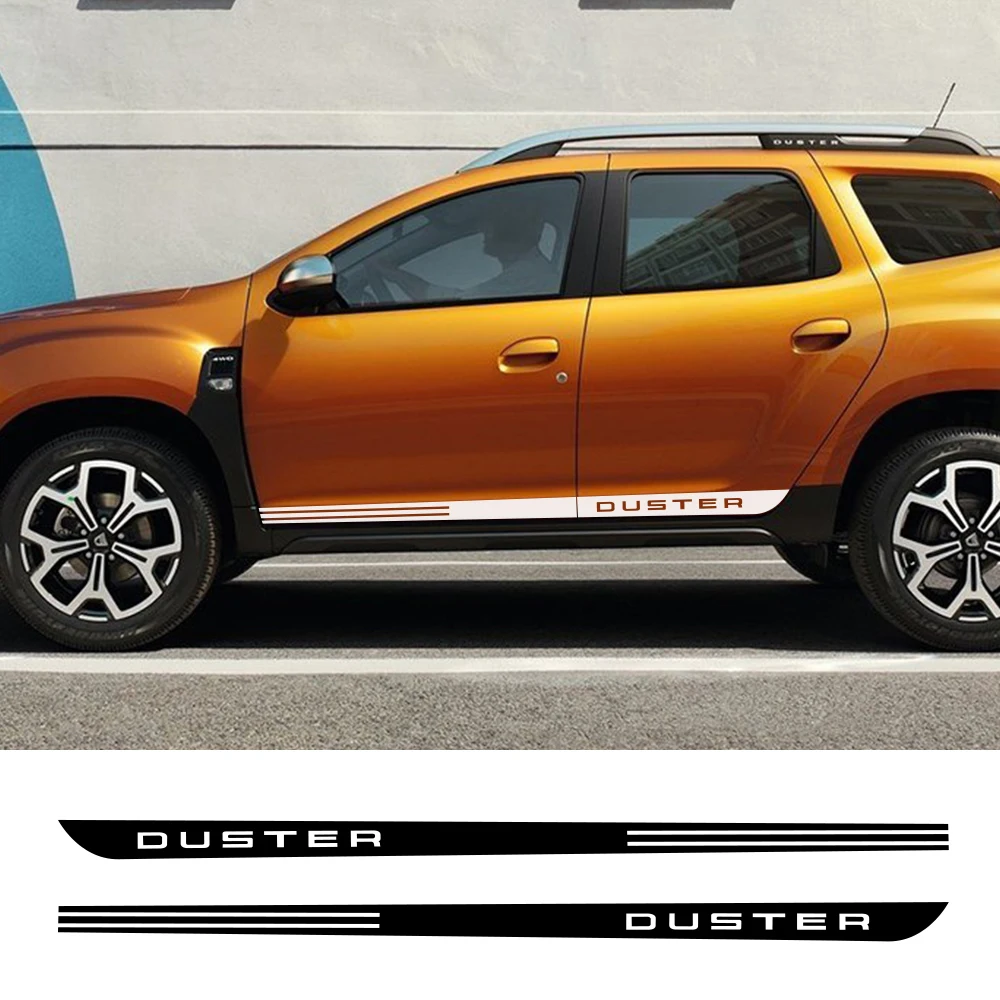 

For Dacia Renault Duster 2PCS Car Door Side Stickers Auto Accessories Sport Stripes Styling Vinyl Film Decoration Decals