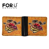 forudesigns new style mens leather purse hawaii happy time design thin short pu wallet custom card holder for teenagers 2021