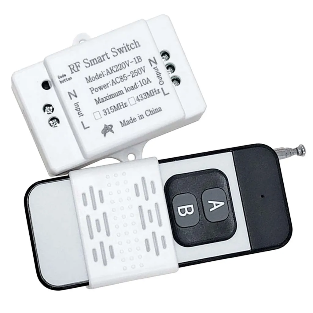 

1 Pc AC85-250V 1CH RF Relay 433MHz Wireless Remote Control Switch - 2 Button