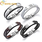 Тканый многослойный мужской кожаный браслет ручной работы простые браслеты-манжеты в стиле панк Модные ювелирные изделия мужской подарок браслет