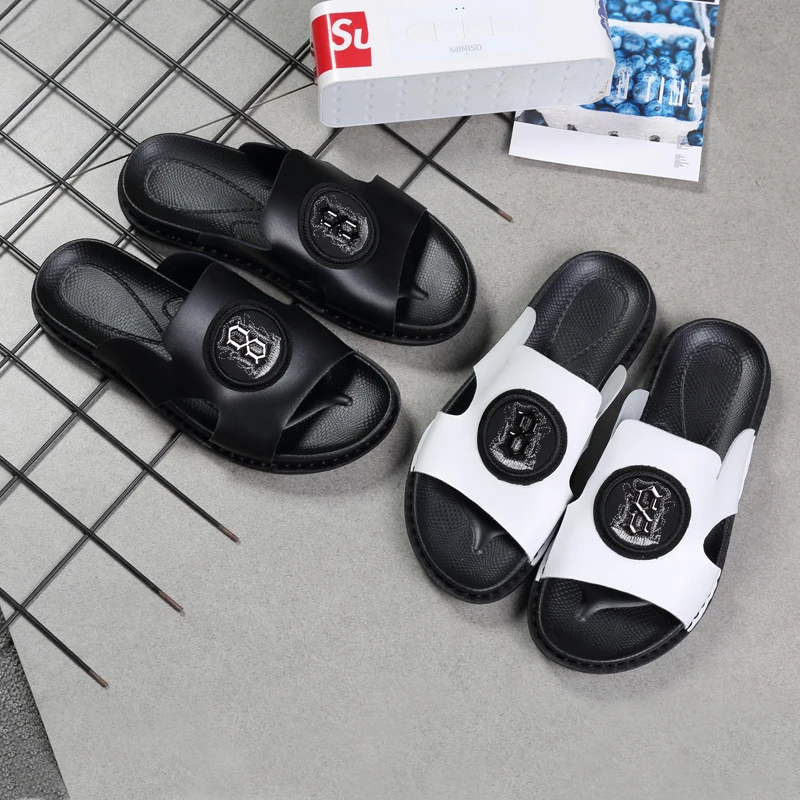 

summer men 39 s sandals fashion genuine leather casual slippers male High Quality shower anti beach open toe mens klapki skie