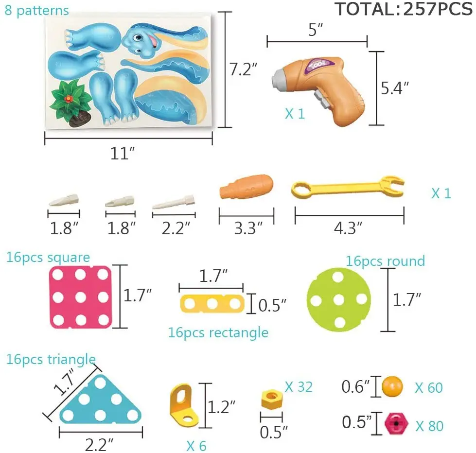 

Drilling Screw 3D Puzzle Toys For Children Dinosaur Building Bricks Toys Kids DIY Electric Drill Set Boys Educational Toys Gifts